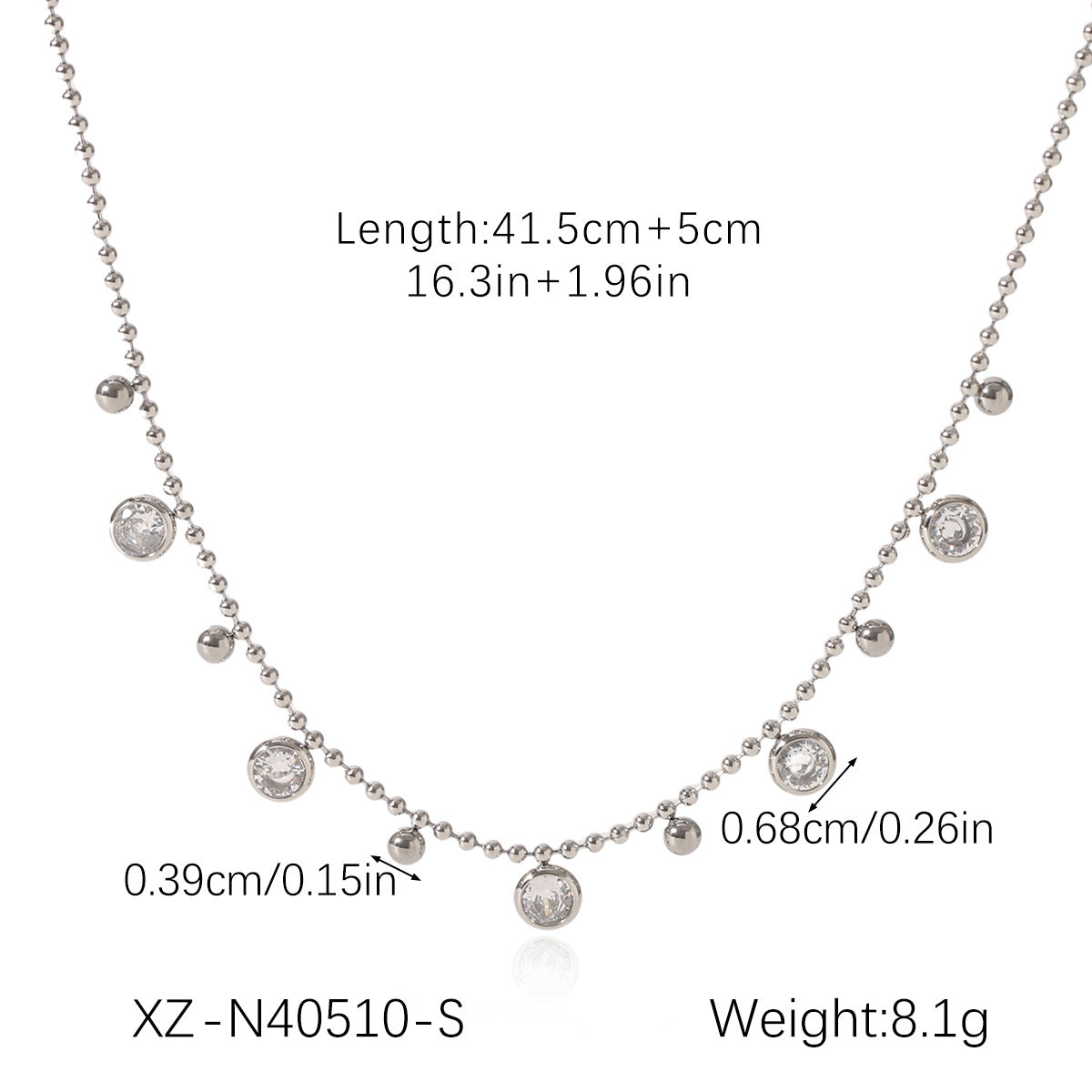 18K Gold stainless Steel Zircon Necklace For Women European And American Style