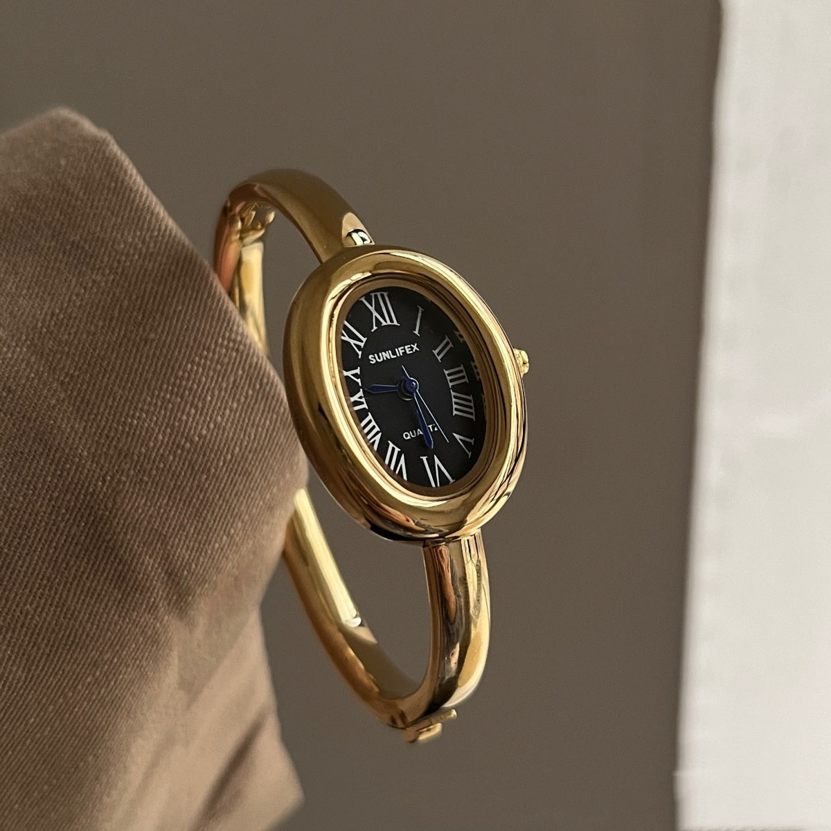 Women's Oval Roman-Numeral Bracelet Watch