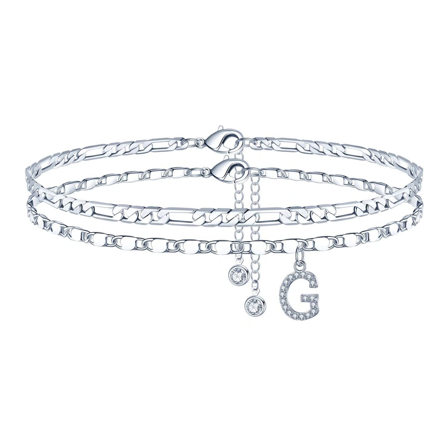 26-letter English Zircon-inlaid Pendant With An NK Chain, Double-layered