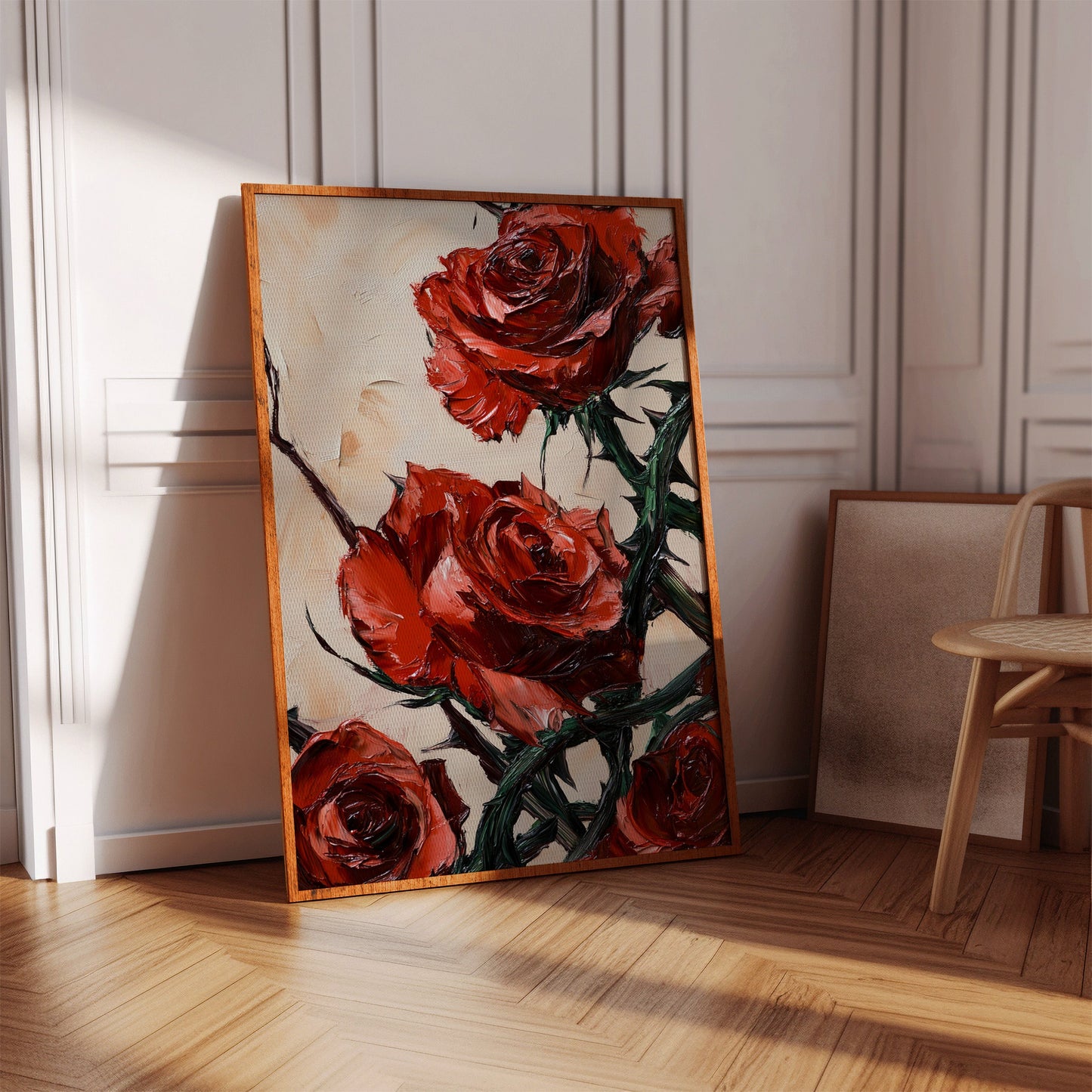 Crimson Roses with Thorns