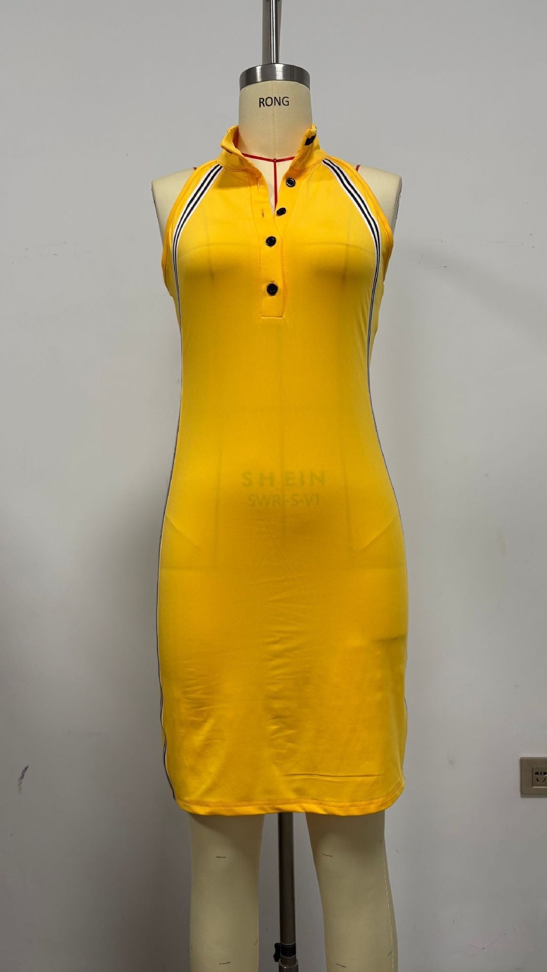 Women’s Sleeveless Button-Up Collar Shirt Dress