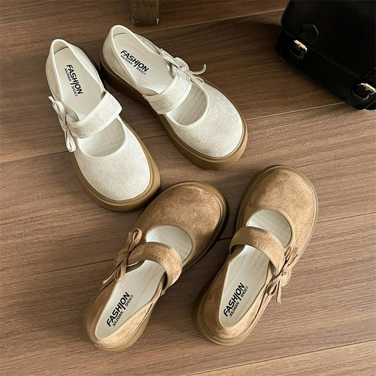 Retro French White Thick Bottom Shallow Mouth Cool Single Shoes For Women's Summer 2025 New Style With Skirt Height Increase Round Head Mary Jane Shoes