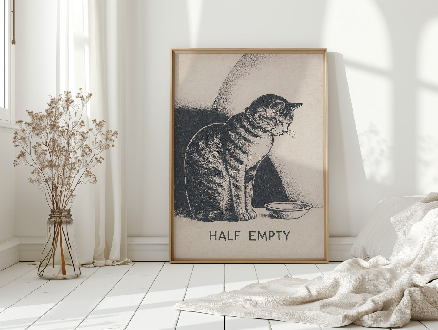 Chat à moitié vide