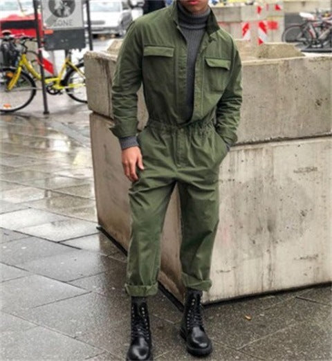 Fashionable Mens Solid-Colored Top And Loose-Fitting Trousers Casual Set
