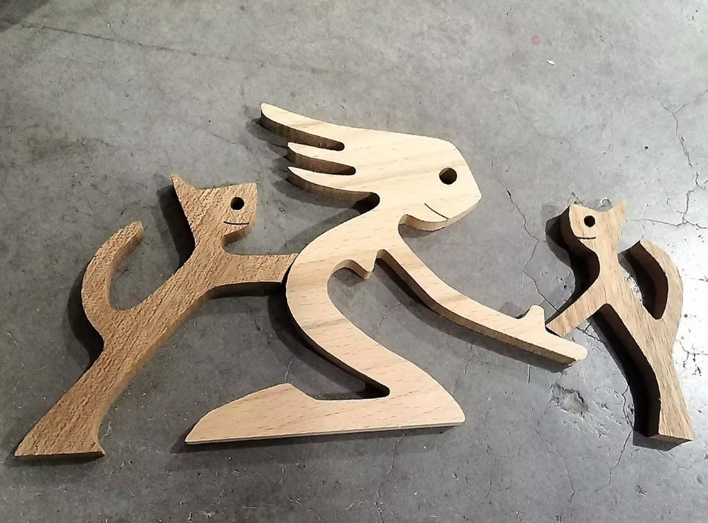 DIY Wooden Dog Figurine Sculpture Home Decor