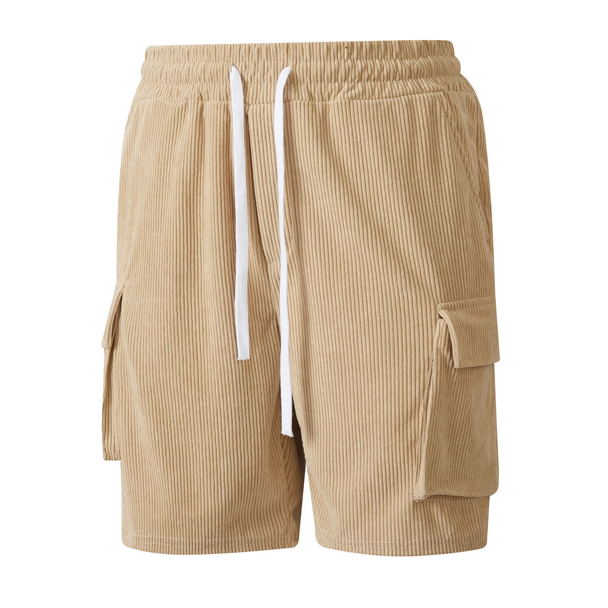 Corduroy Utility Shorts With An Elastic Waist And Drawstring