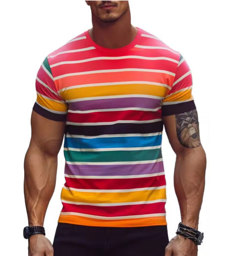 Men's Fashion Striped Casual Short-Sleeve