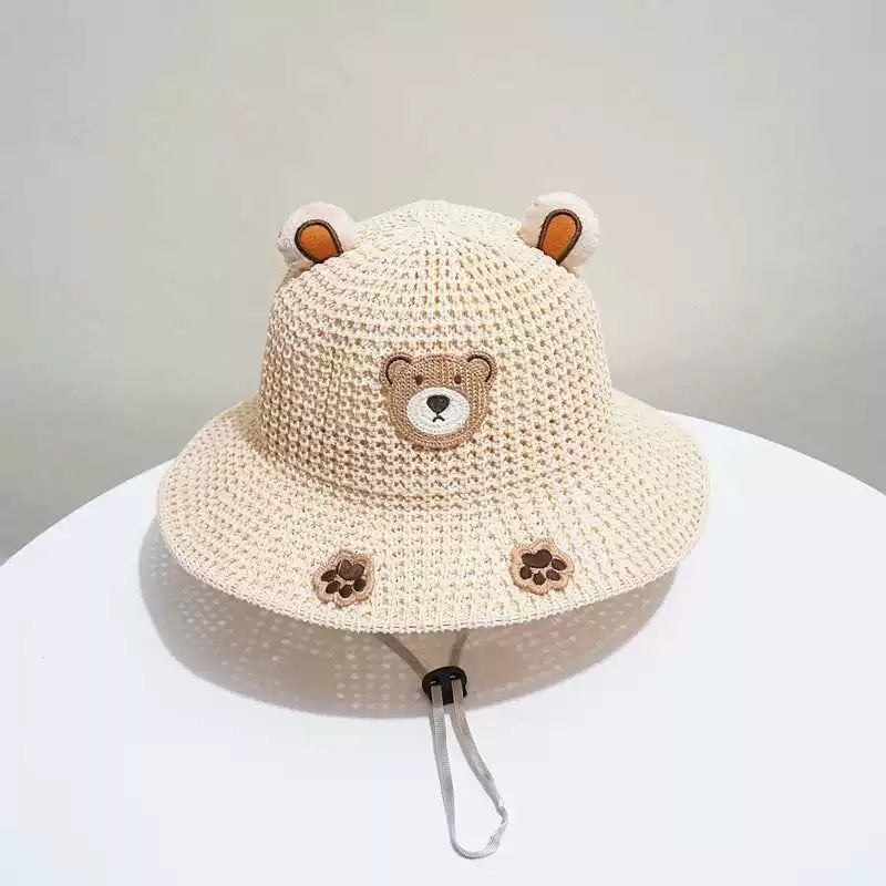 Bear Sun-proof Straw Hat Baby Travel Breathable Sun Hat