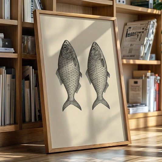 Zwei Fische Vintage „Fische und Brote“-Symbol