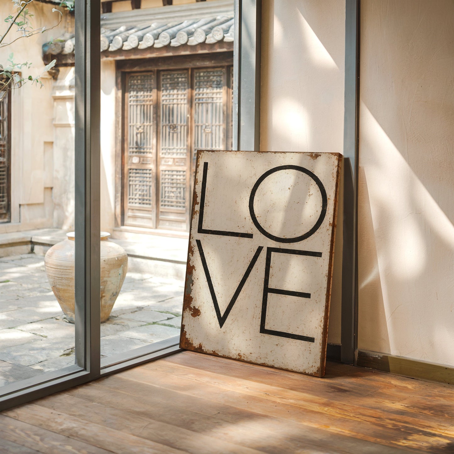 Vintage Modern LOVE Typography Canvas Print
