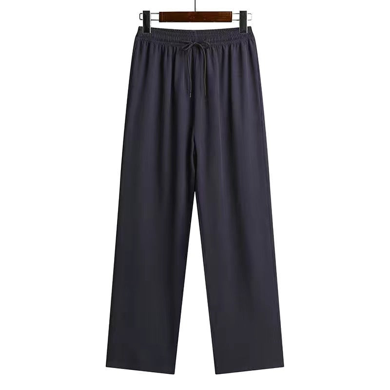Traditional Chinese Knot Buttons Solid-color Design Trousers