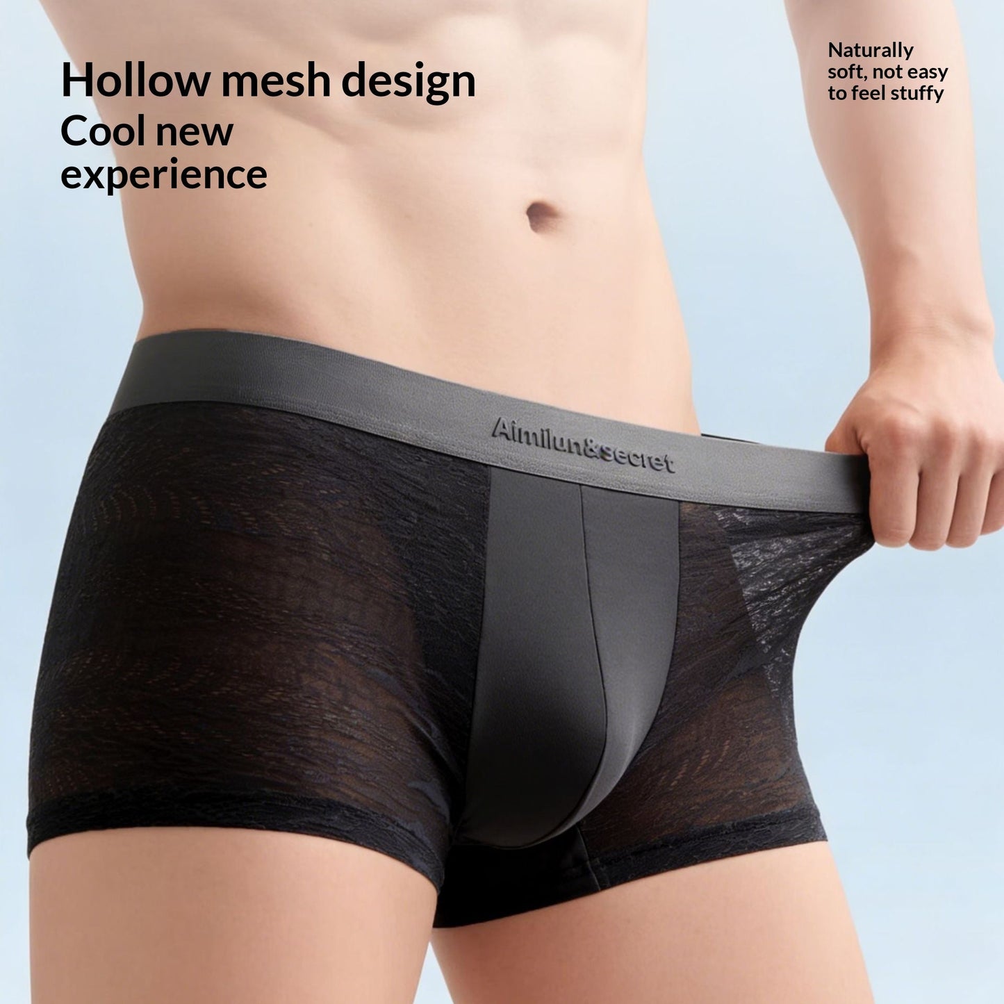New Ice-silk Mens Underwear Summer Mesh Bare-feel