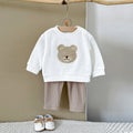 INS Unisex Baby Bear Print Long-sleeve Hoodie And Sweatpants Set For Springautumn