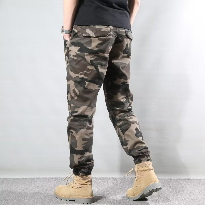 Mens Japanese-Style Retro Camo Ankle-Fit Pants