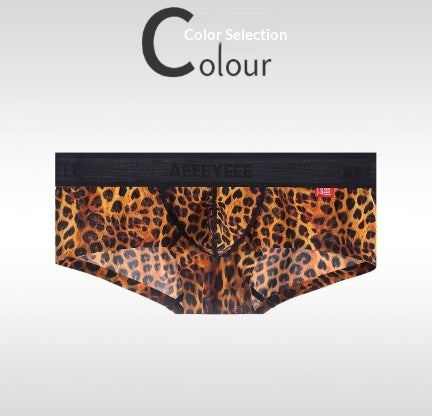 Men's Non-low-rise Ultra-thin Leopard Print Boxer Briefs