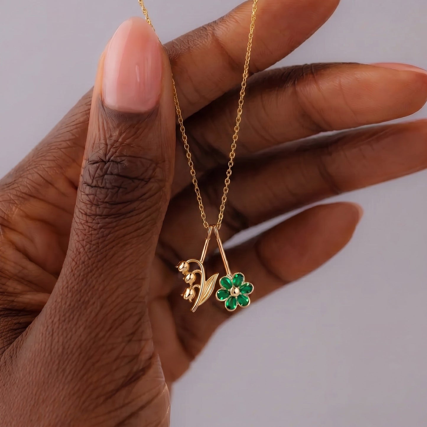 December Flower Pendant Birthstone Necklace
