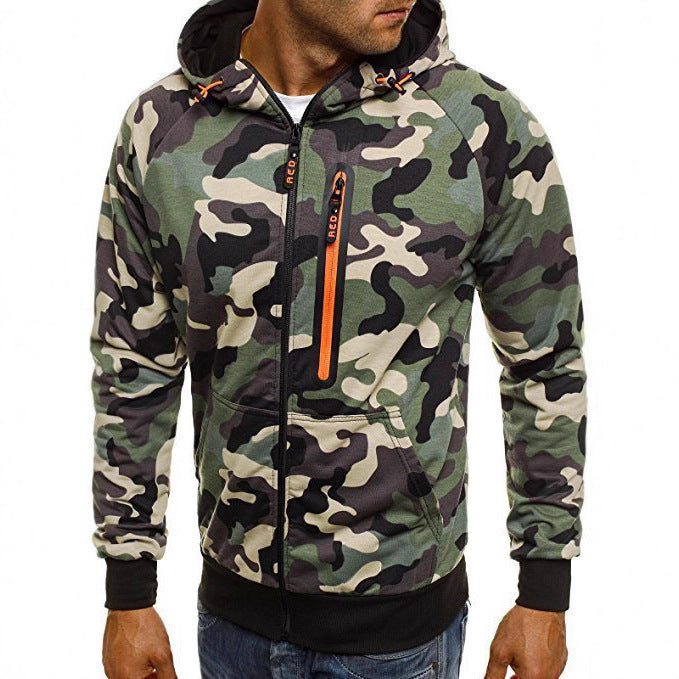 Men's Casual Hooded Zip-Up Sweatshirt Jacket