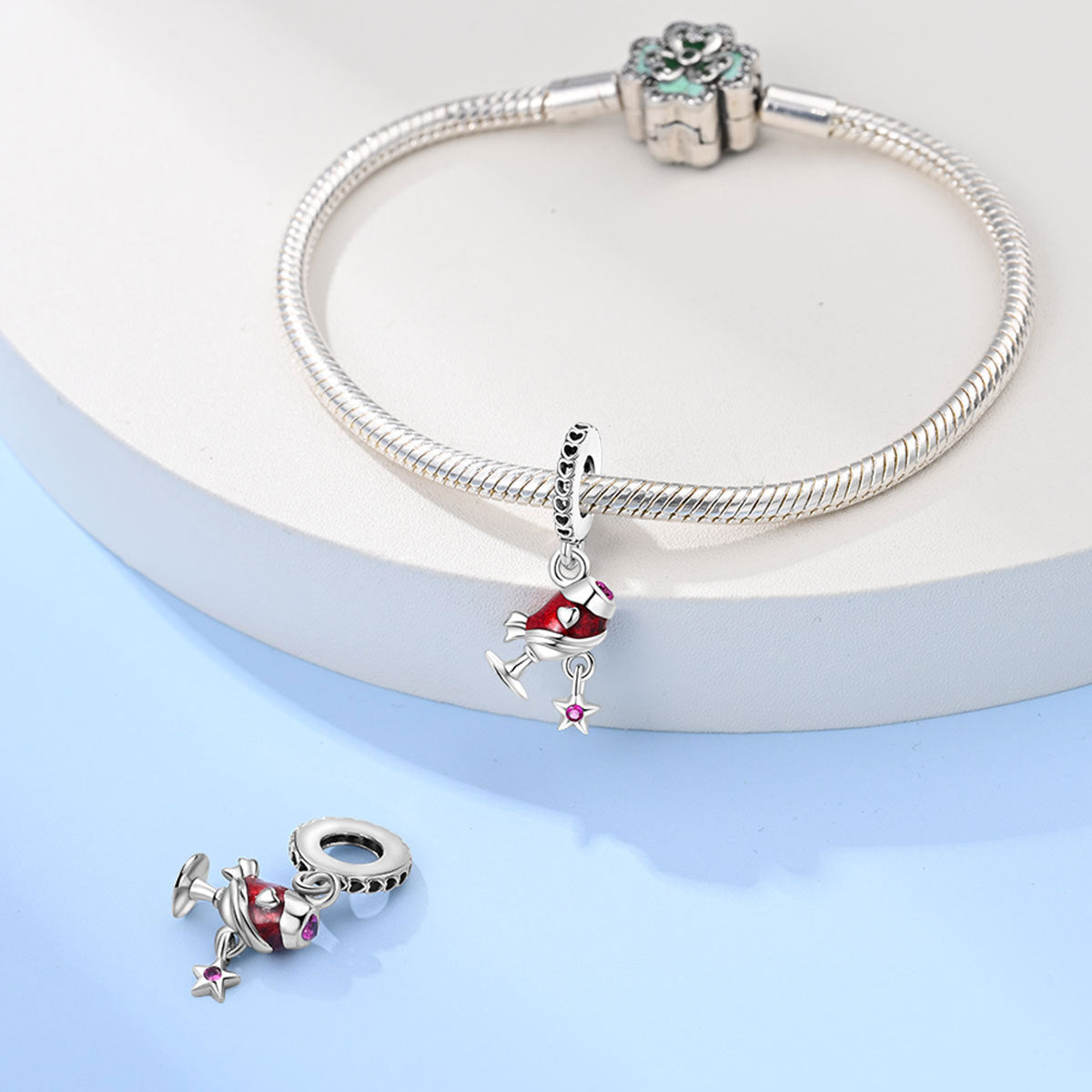 Festive-themed Beer Glass And Wine Glass Pendant Bead Bracelet Accessories