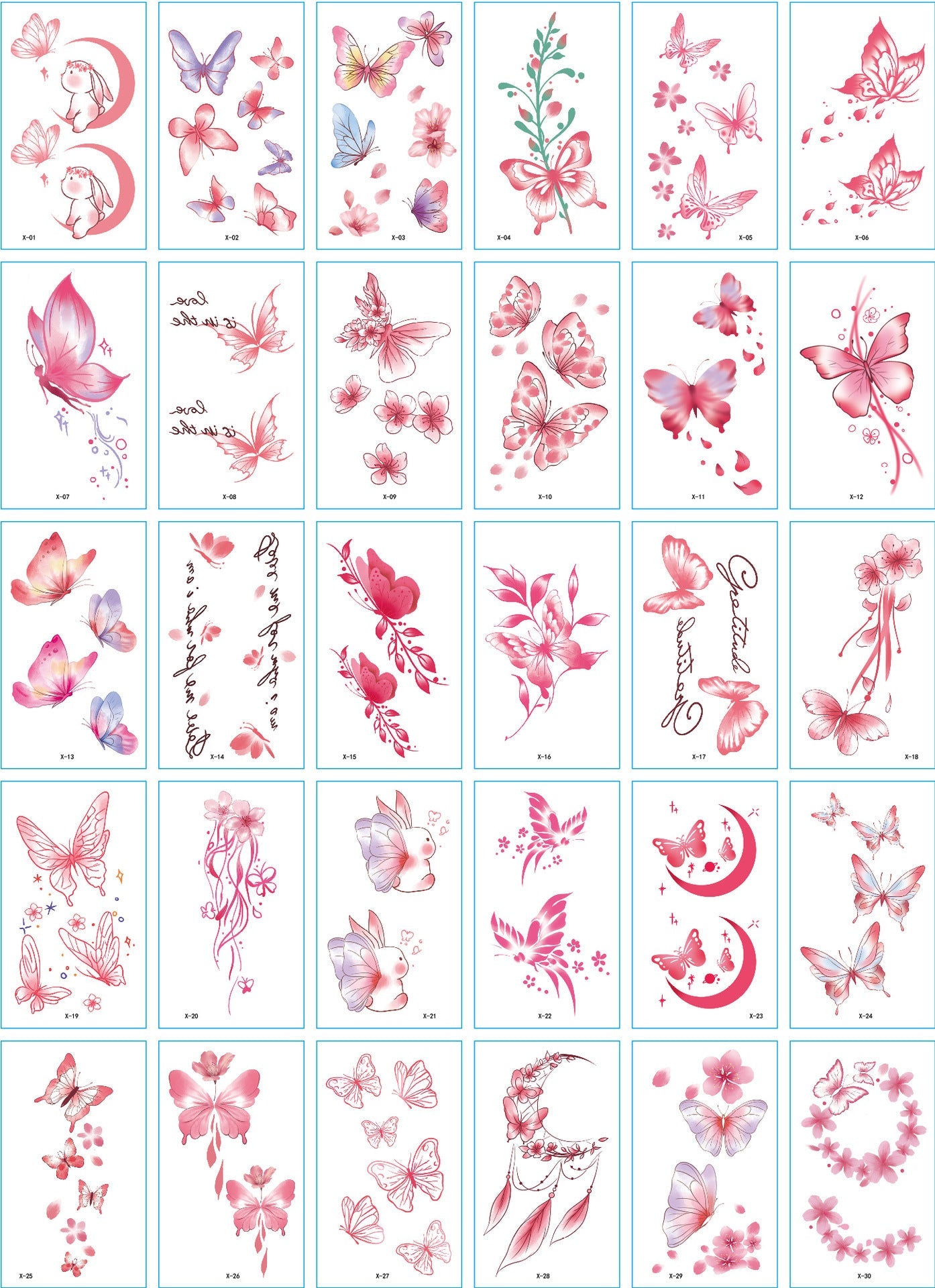 A set of 30 tattoo stickers