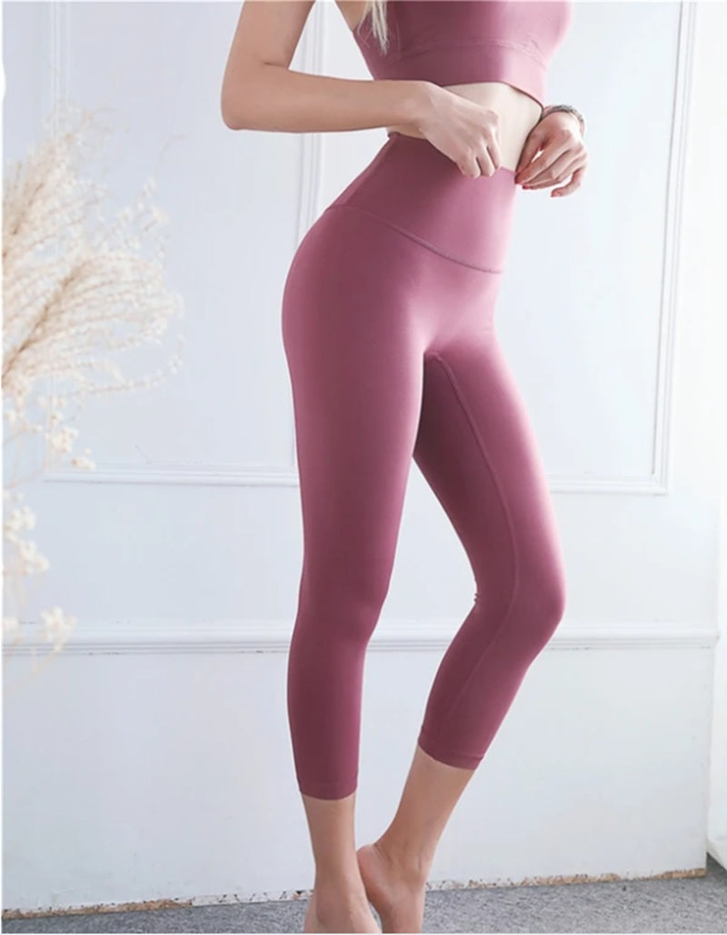 Skinny high waist nude yoga cropped pants