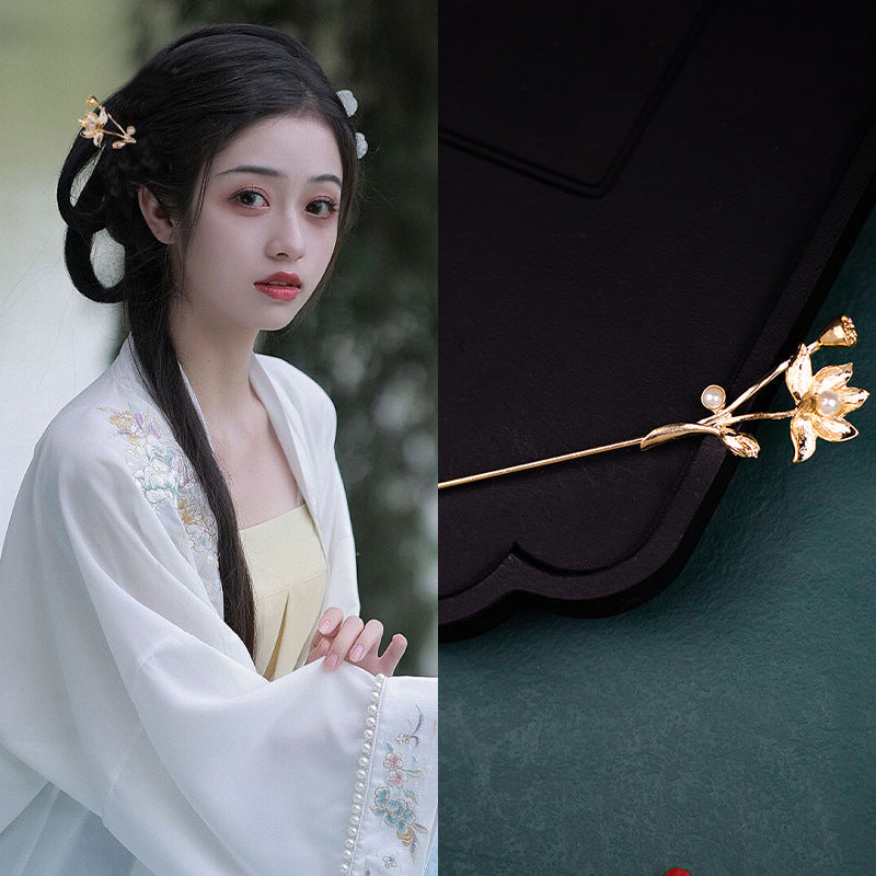 Ancient Style Han Chinese Clothing Handmade Updo Alloy Hairpin Hairpin