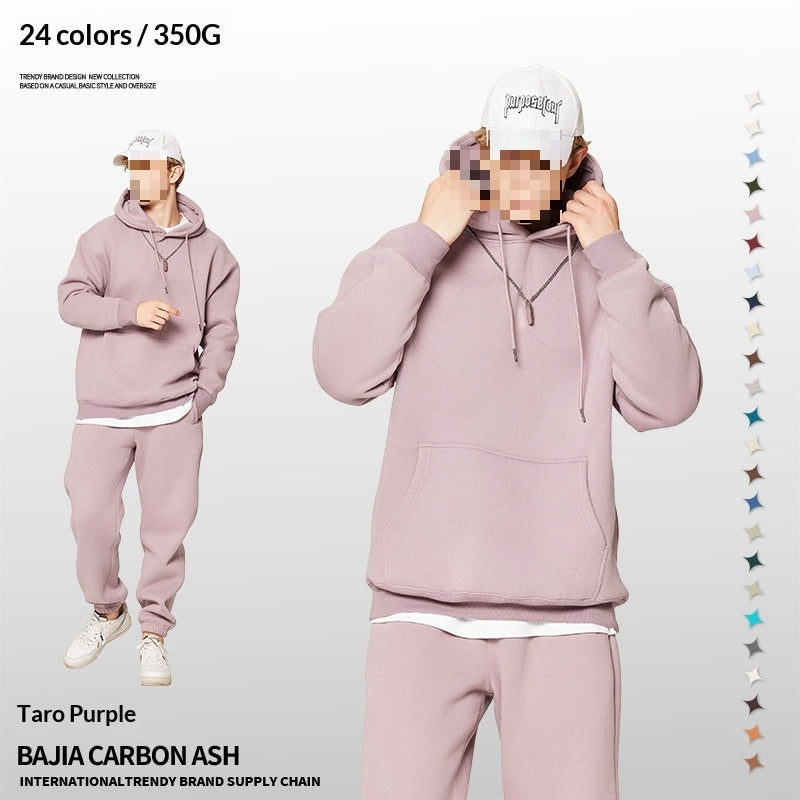 Solid-color Fleece-lined Hoodie For Teens Mens Style