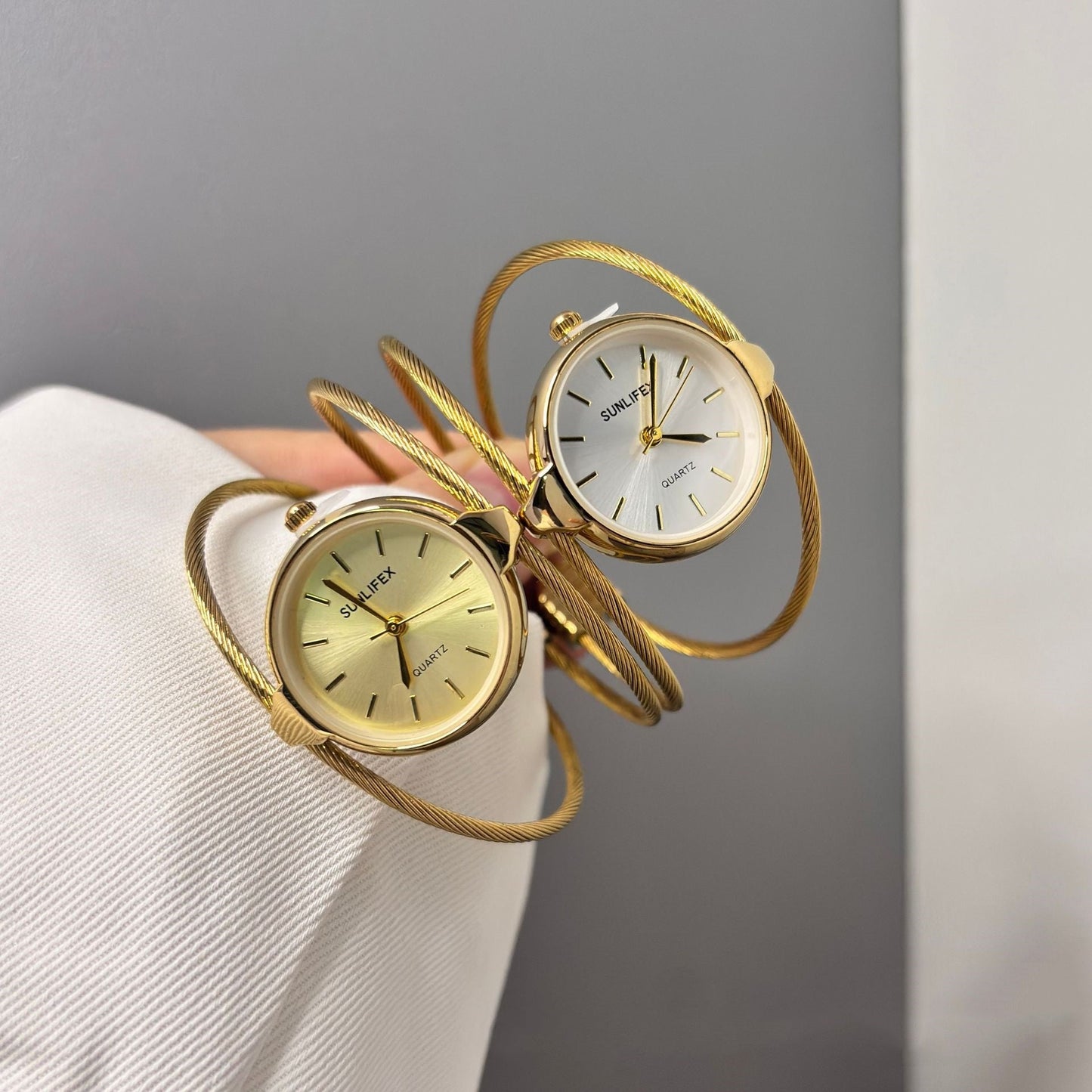 Womens Minimalist Open Bangle Watch