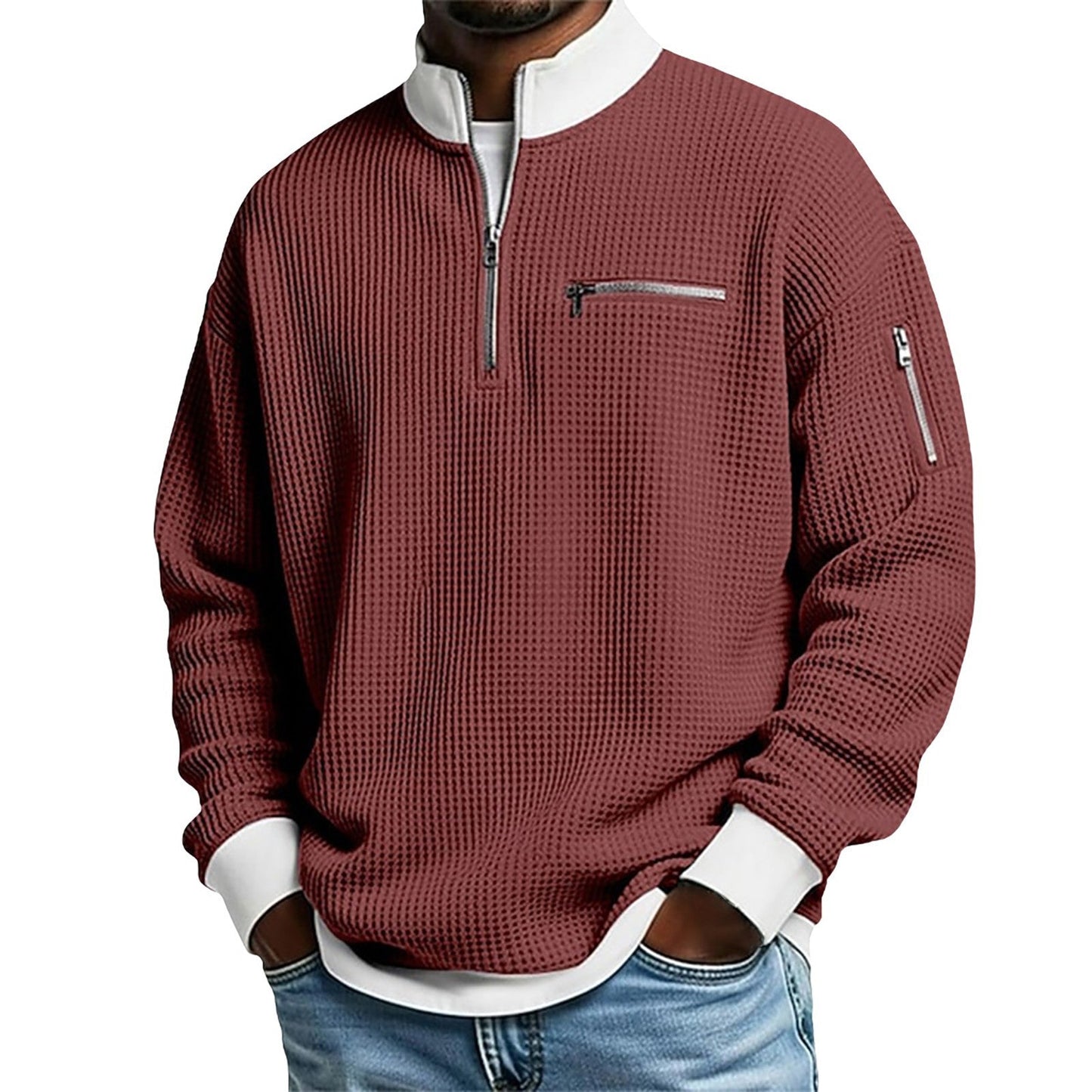 Mens Sports Zip-Up Long-Sleeve Sweatshirt