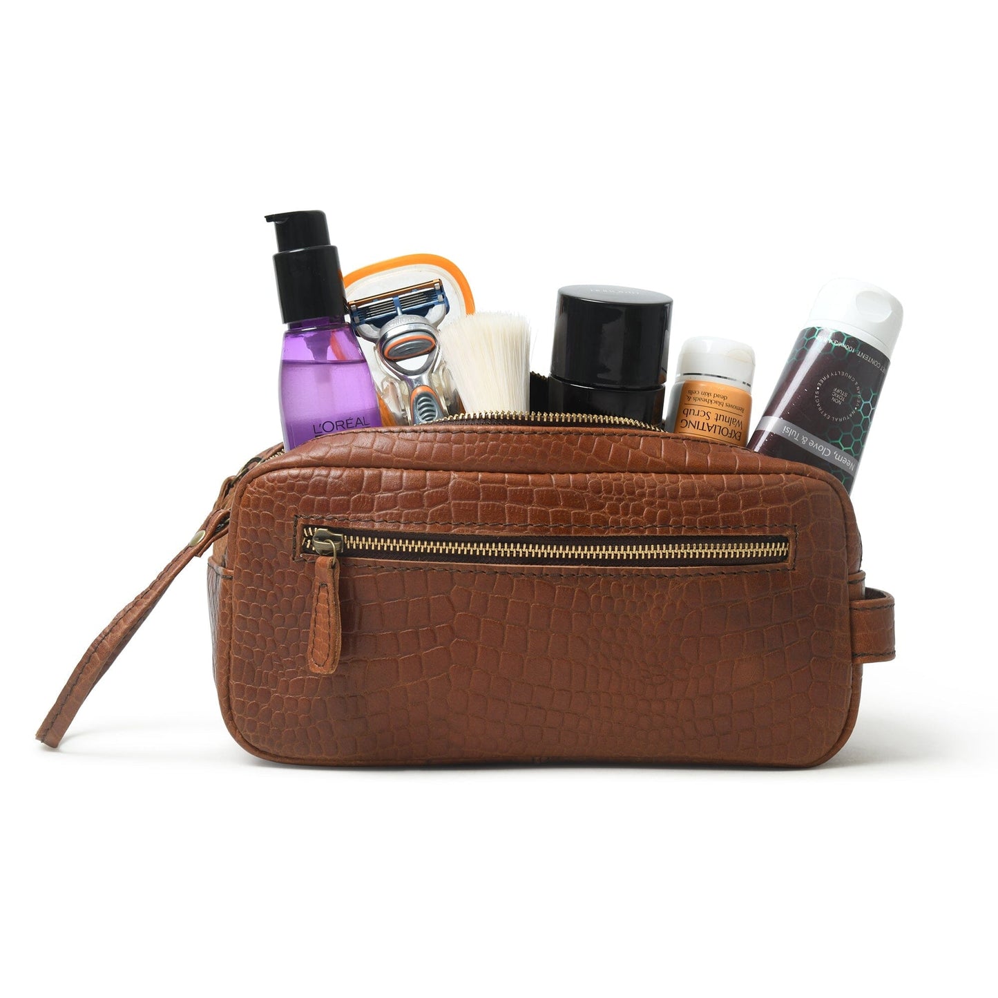 Trousse de Toilette en Cuir Croco Hairon