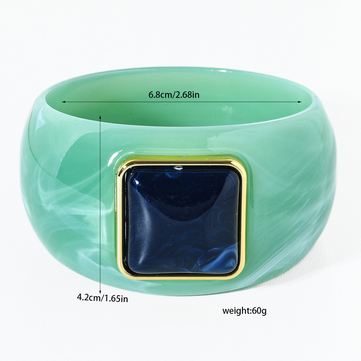 Retro Ombre Gold-Edged Square Resin Bracelet