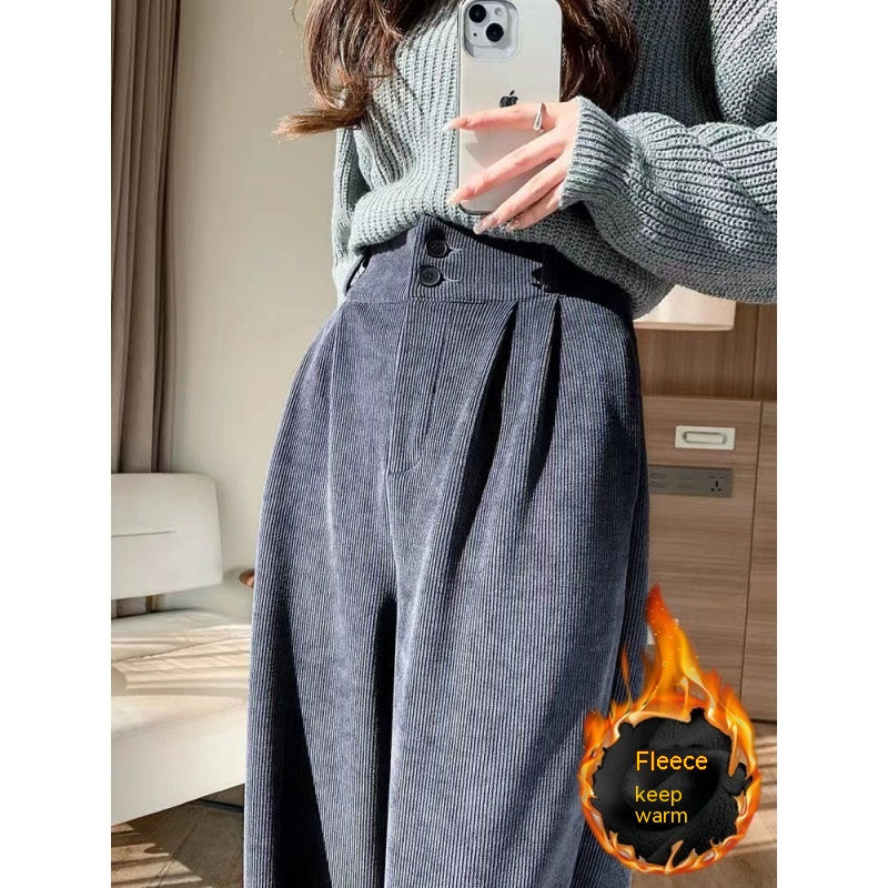Chenille Fleece Wide-leg Pants Women