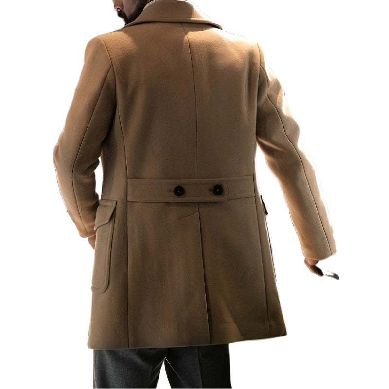 Men's Long-Sleeve British-Style Fashionable Wool Coat