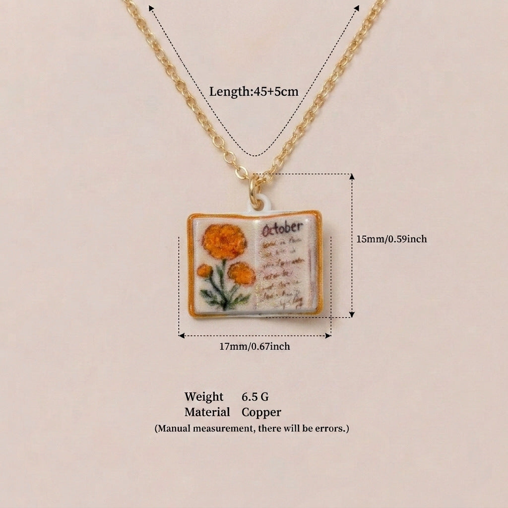 Retro Book Necklace For Women