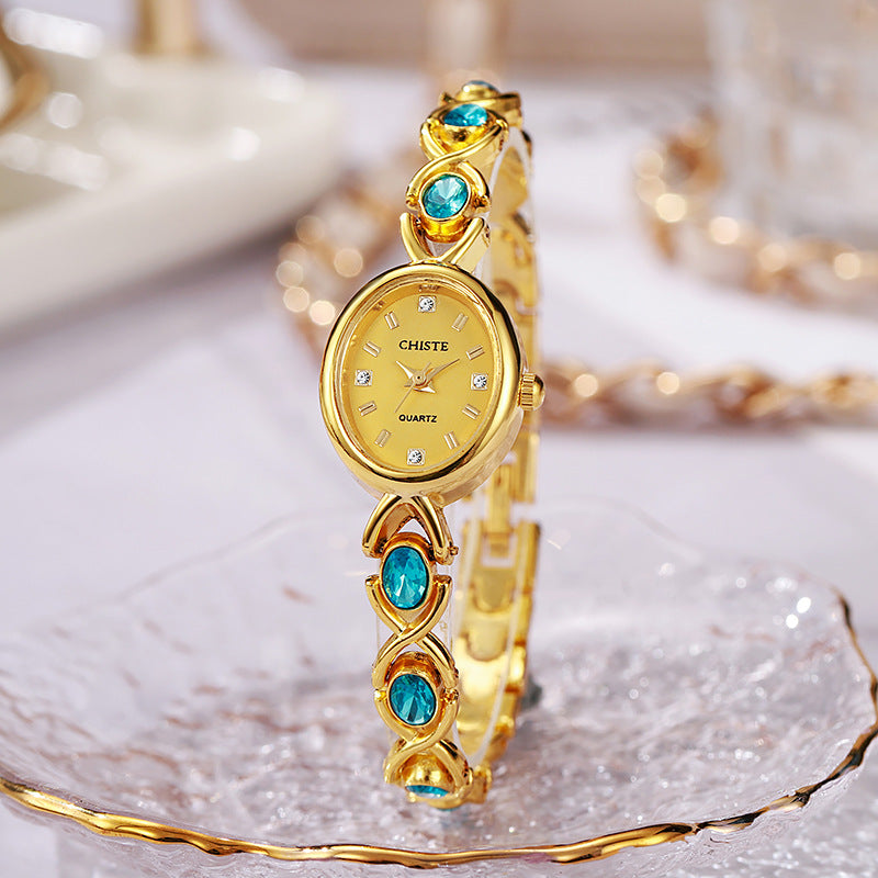 Womens Colored Diamond Niche High Appearance Value Bracelet Watch