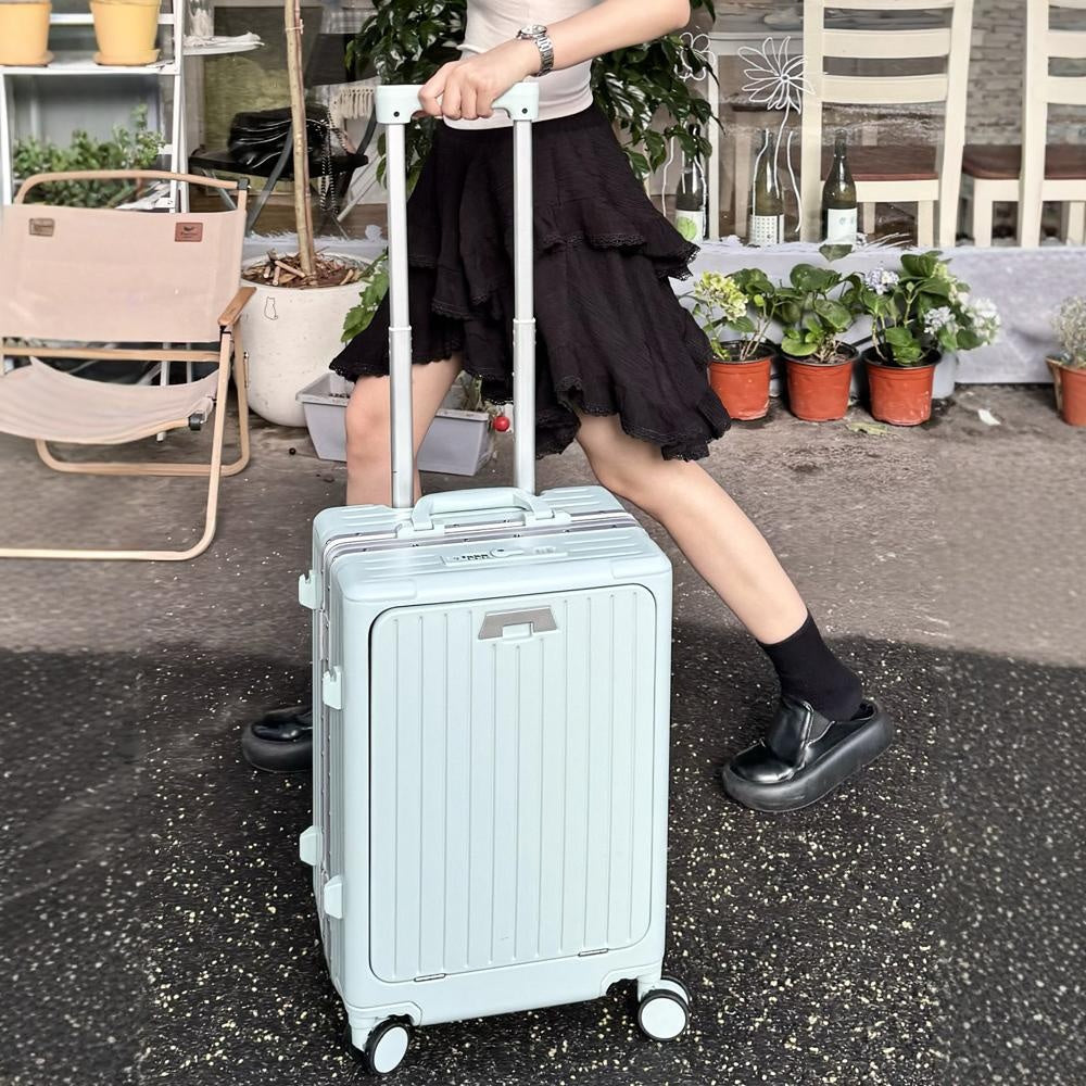 20 Inch 24 Inch Aluminum Frame Luggage Compartment, Front Opening Luggage Compartment, TSA Lock, Silent Rotating Wheel, Business Travel Hand Held Rolling Case