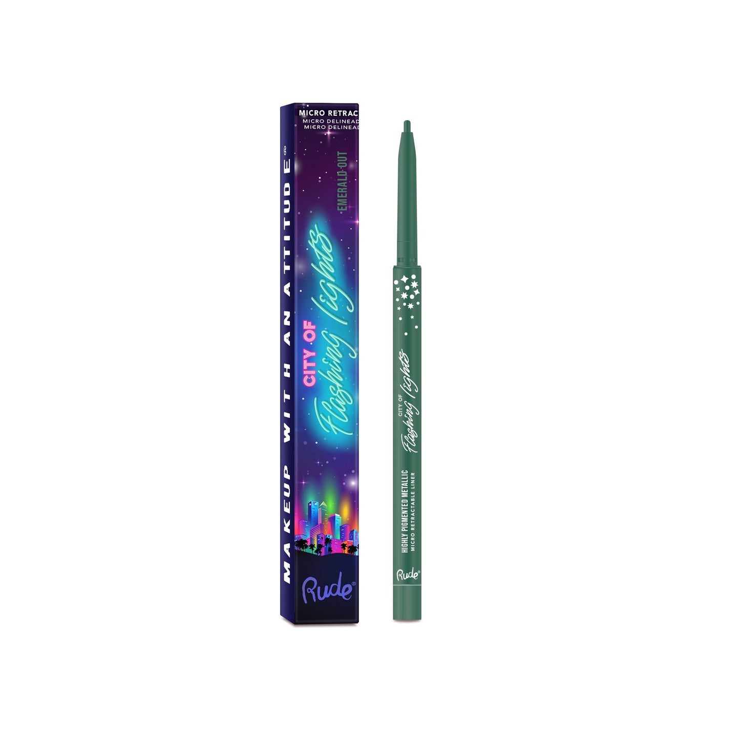 RUDE City of Flashing Lights Micro Retractable Eyeliner - Emerald Out