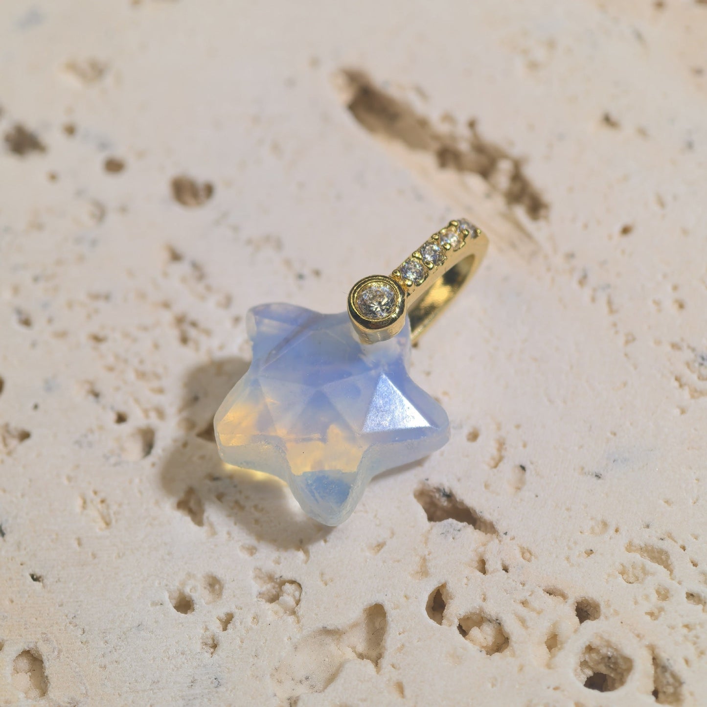 Natural Stone Cut-surface Star Pendant Five-pointed Star Charm
