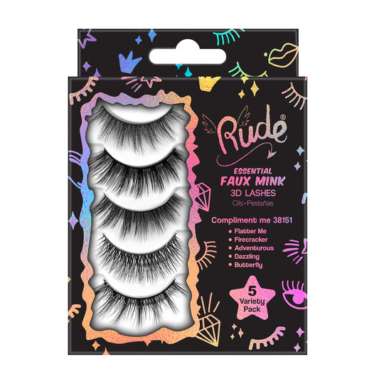 Rude Essential Faux Mink 3D Wimpern 5er Multipack