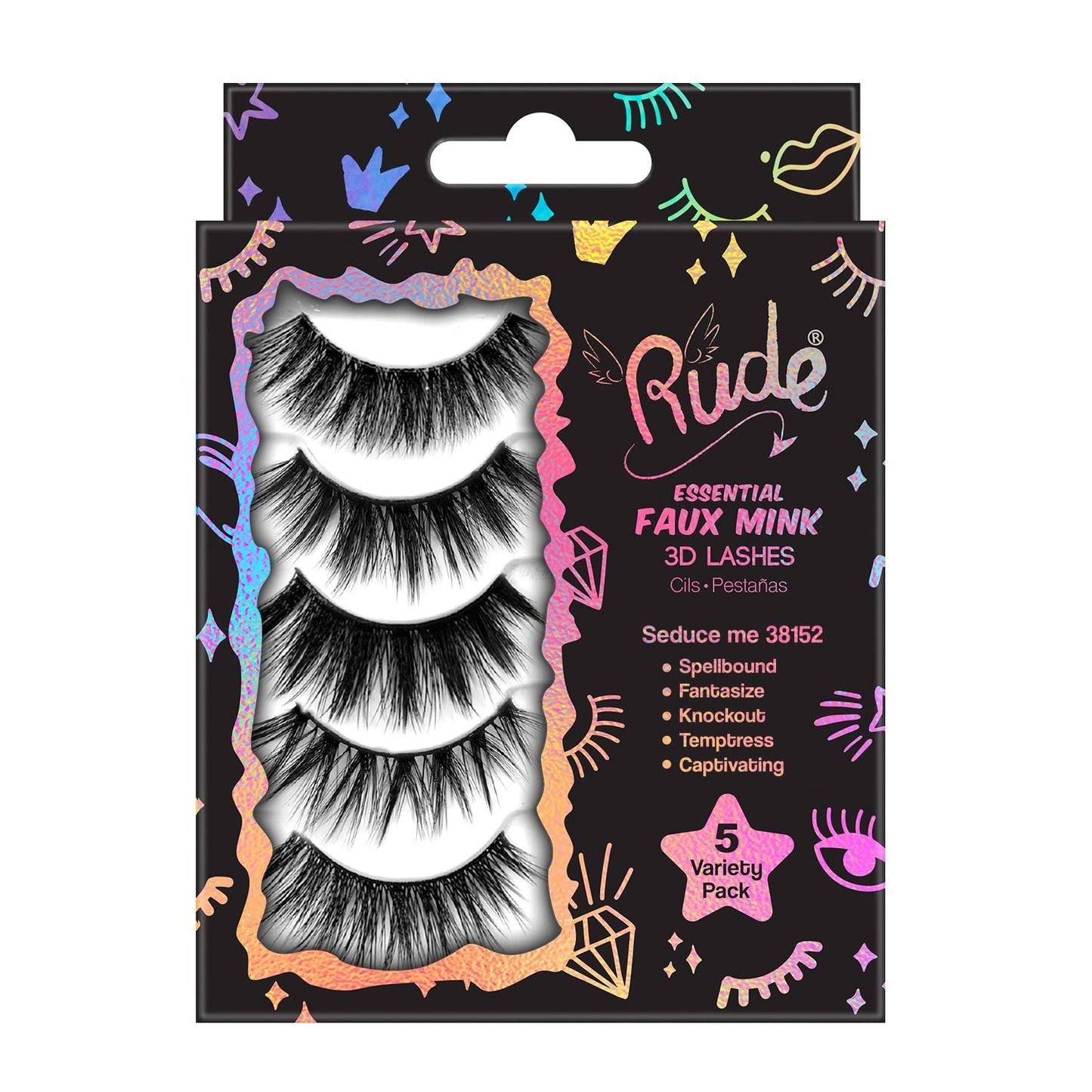 Rude Essential Faux Mink 3D Lashes Multi-Pack de 5 - Seduce Me