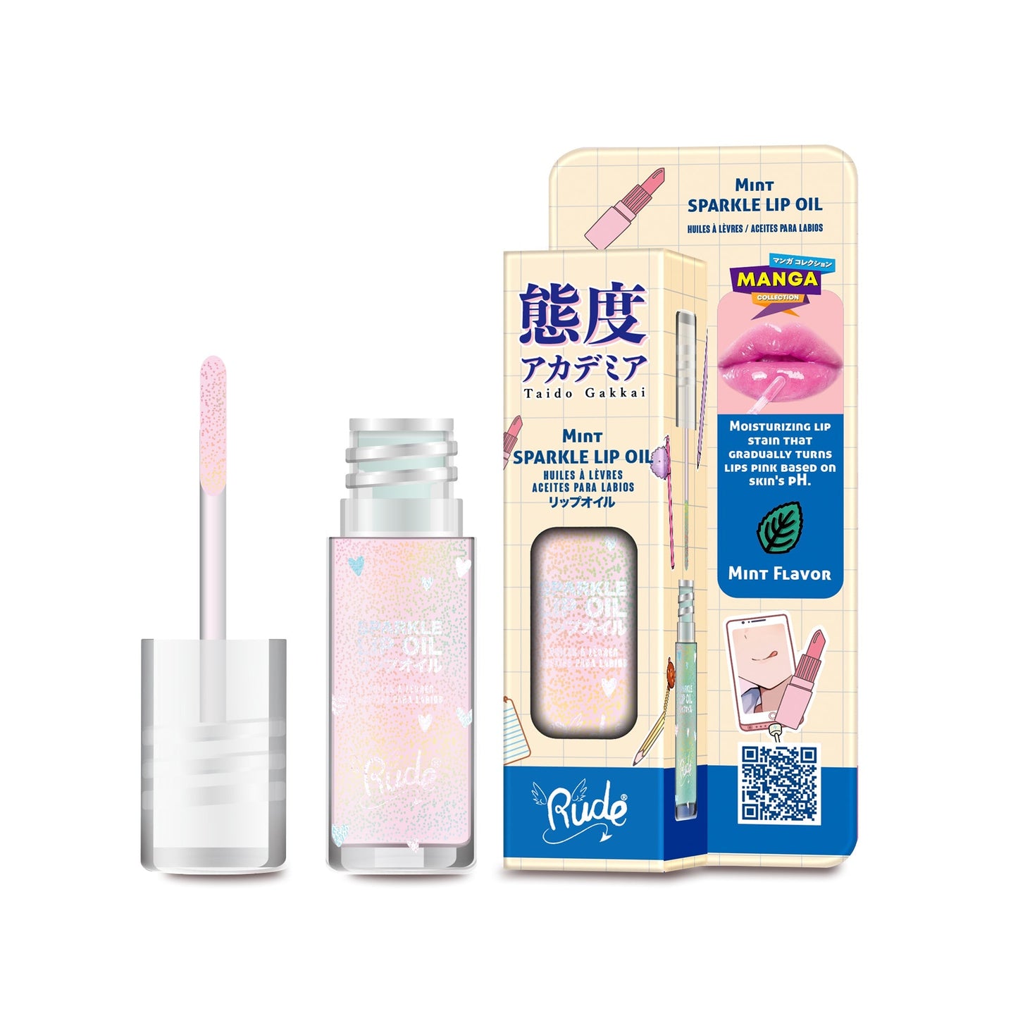 RUDE Manga Sparkle Lip Oil – Mint