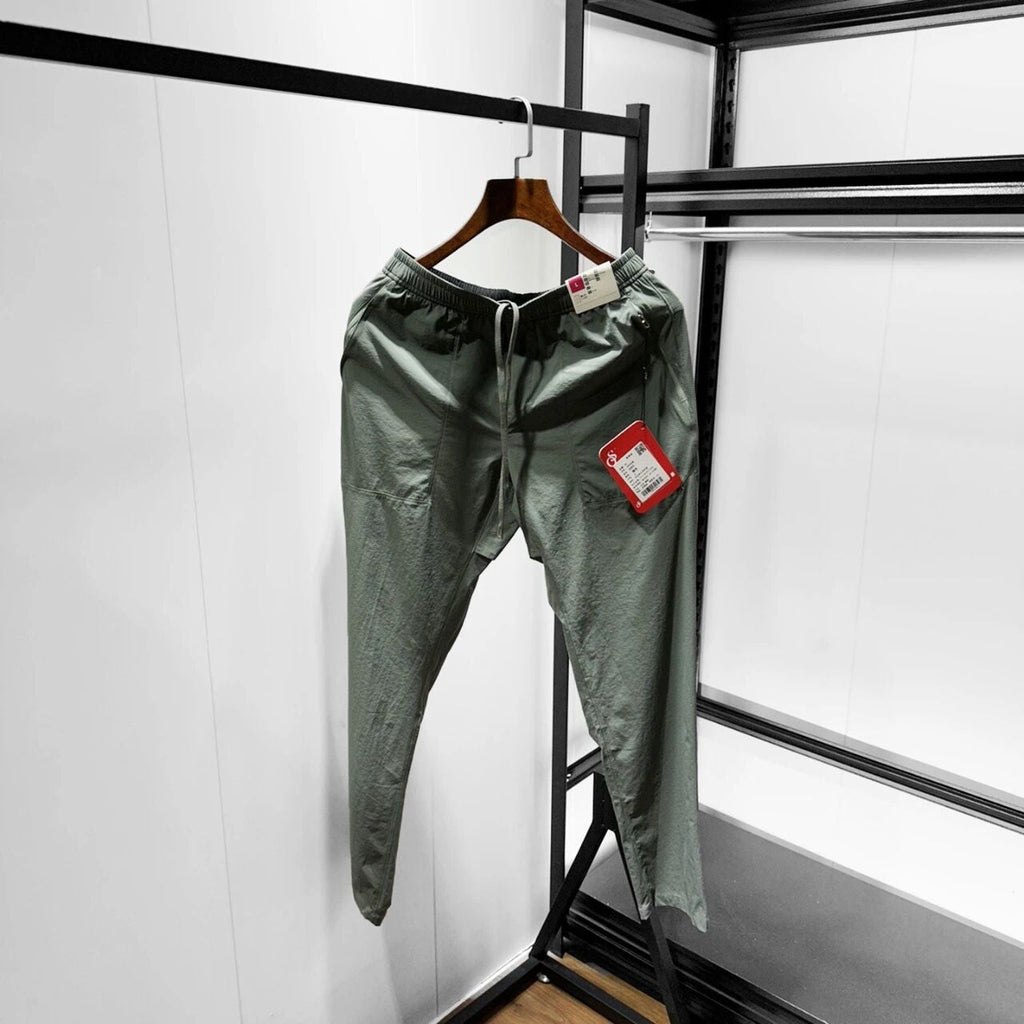 Men's Softshell Woven Functional Quick Dry Casual Pants, Lightweight Drawstring Hiking Trousers, Outdoor Stretch Travel Pants For Early Fall