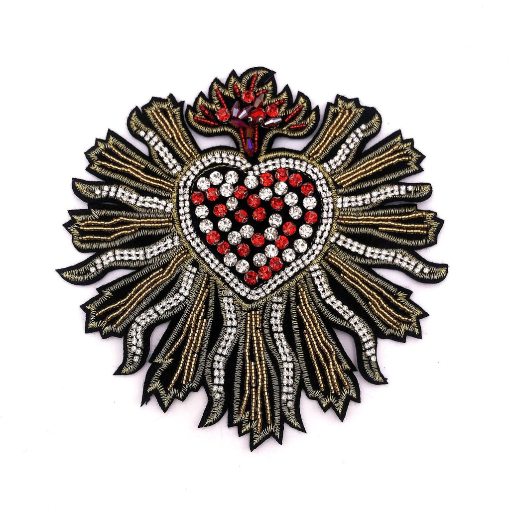 Beaded Big Peach Heart Cloth Sticker Box Ornaments