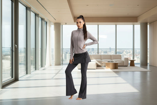 Women’s Long Sleeve Running Set – Zip-Up Slim Fit Gym Outfit
