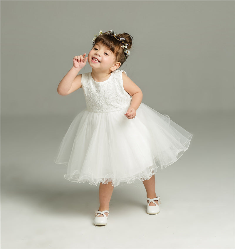 Cute Baby White Fluffy Dress Two-piece Set