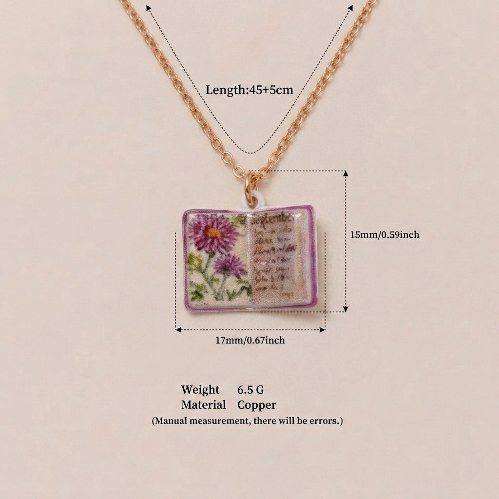 Retro Book Necklace For Women