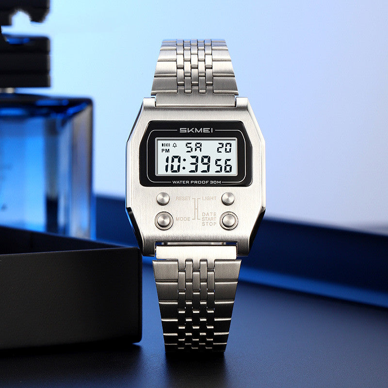 Retro Digital Minimalist Trendy Waterproof Mens Watch Multi-function Digital Watch For Men
