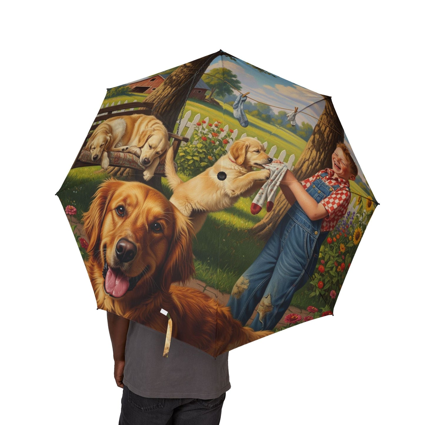 48" Semi-Automatic Umbrella – Windproof Large Travel Rain Umbrella