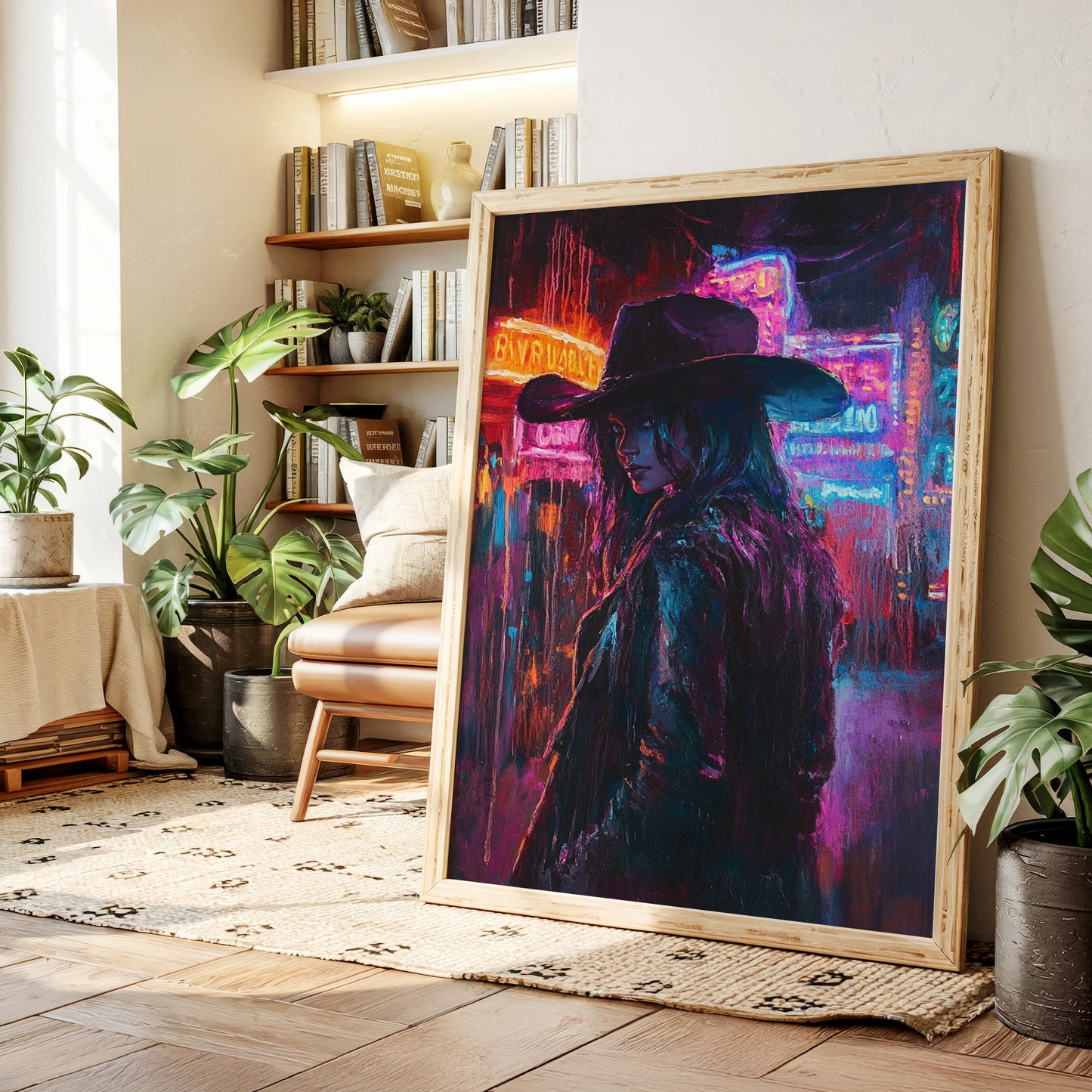 Cowgirl-Noir in Neonlichtern