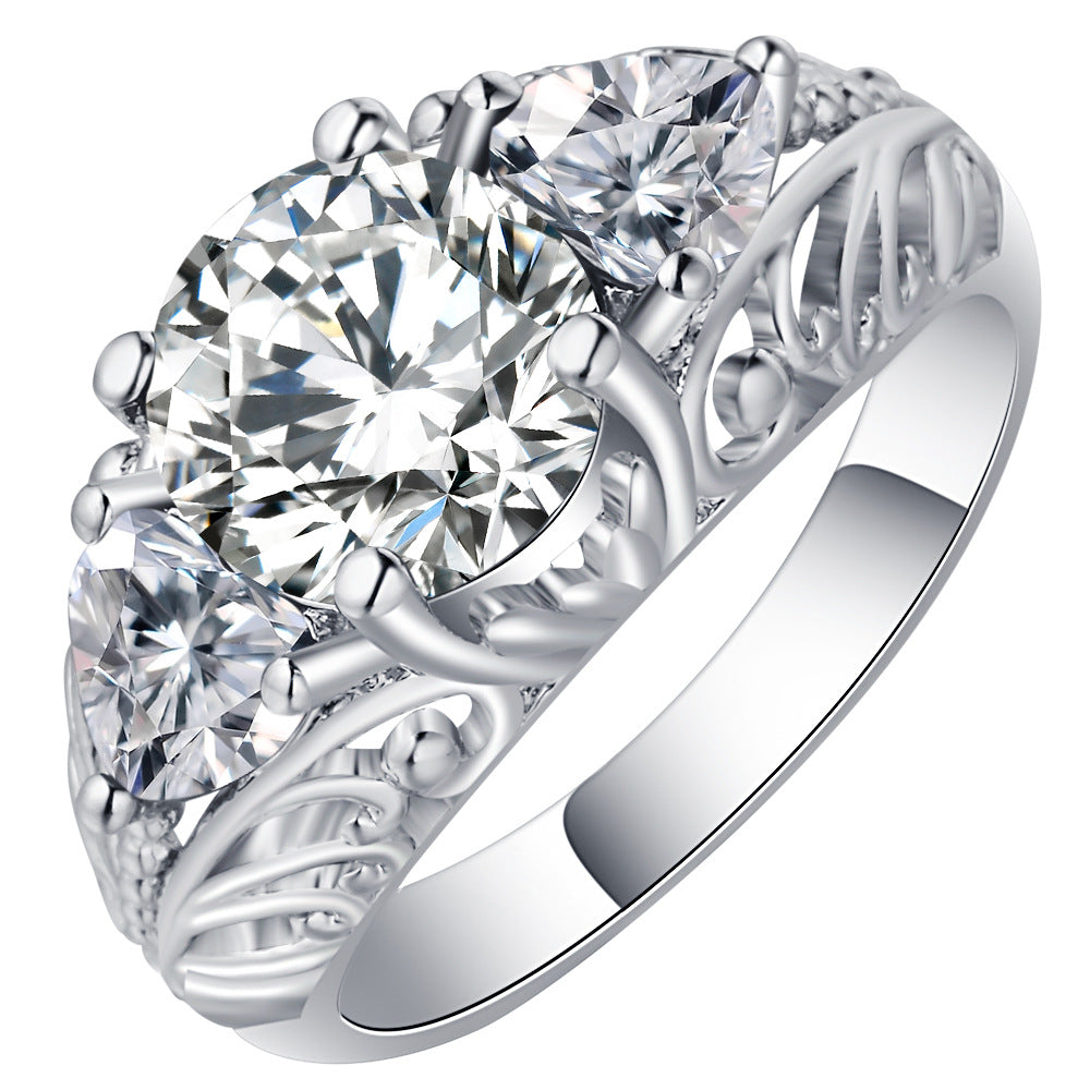 Copper Plate Inlaid Zircon Ring