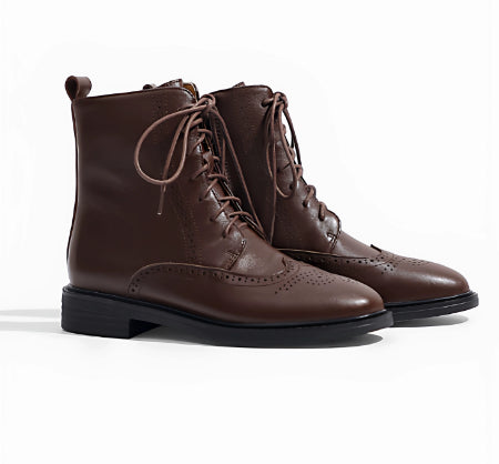British-style Lace-up Vintage French-style Ankle Boots
